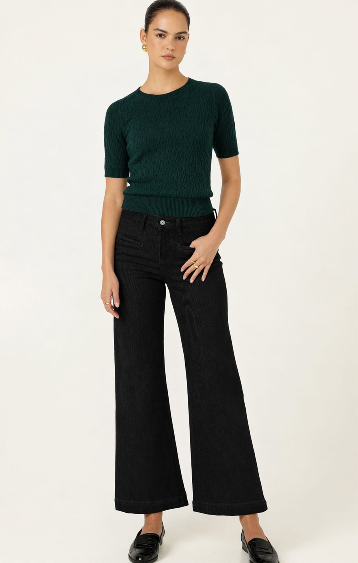 Pants Multi Occasion FREYA WIDE LEG JEAN IN BLACK