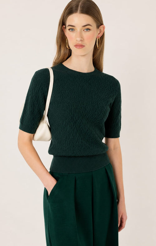 Knitwear SHORT SLEEVE GROVE KNIT TOP IN FOREST