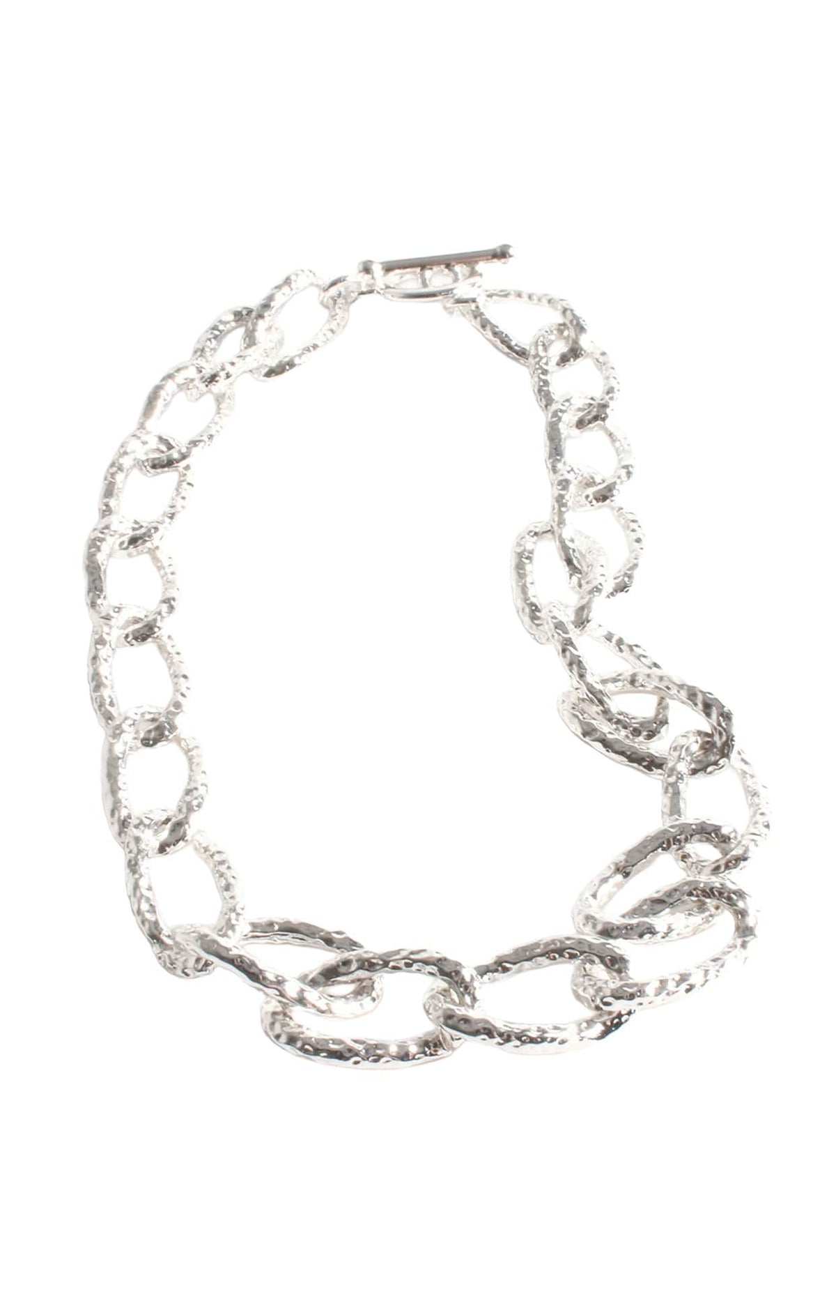 Necklaces OS / SILVER HAMMERED DETAIL NECKLACE IN SILVER
