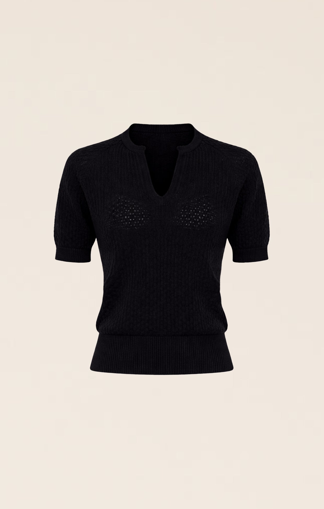 Knitwear HENLEY KNIT TOP IN BLACK
