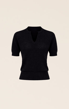Knitwear HENLEY KNIT TOP IN BLACK