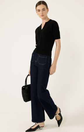 Knitwear HENLEY KNIT TOP IN BLACK