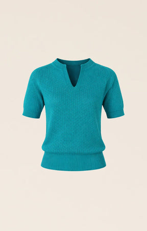 Knitwear HENLEY KNIT TOP IN SEA GREEN