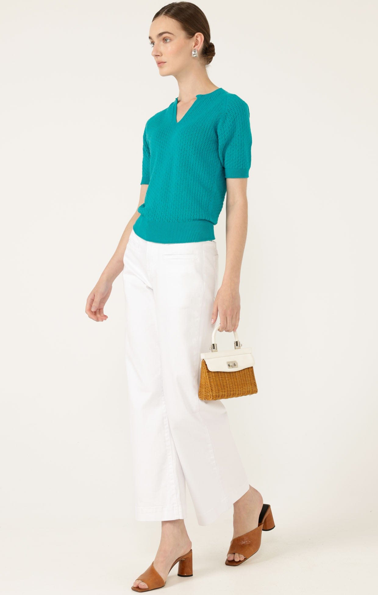 Knitwear HENLEY KNIT TOP IN SEA GREEN