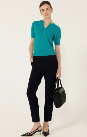 Knitwear HENLEY KNIT TOP IN SEA GREEN