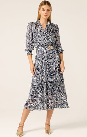 Dresses HERRINGBONE DRESS IN NAVY WHITE CHECK