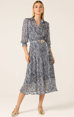 Dresses HERRINGBONE DRESS IN NAVY WHITE CHECK