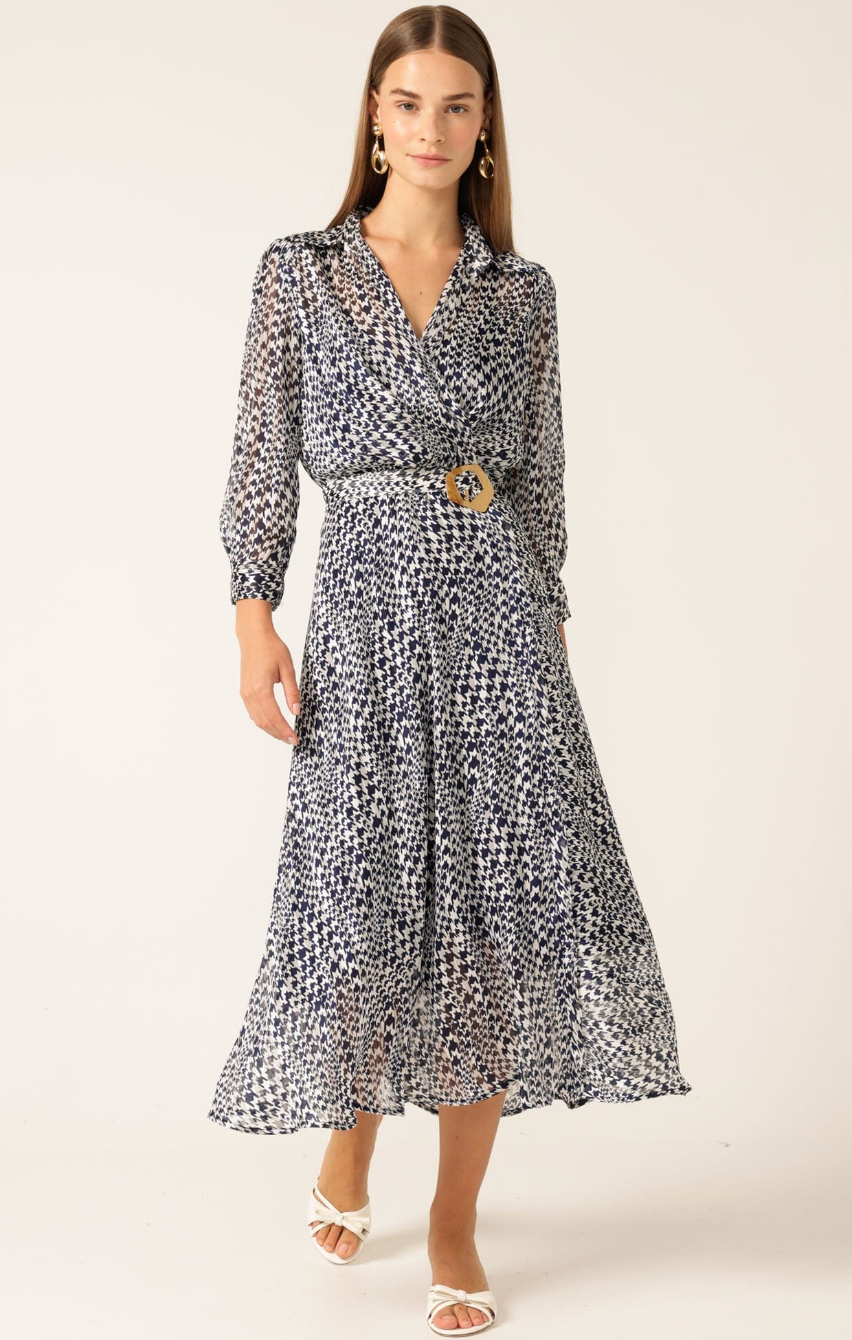 Dresses HERRINGBONE DRESS IN NAVY WHITE CHECK