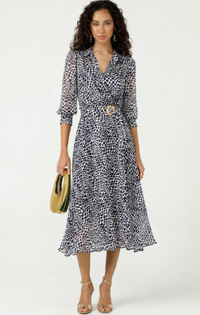Dresses Multi Occasion HERRINGBONE DRESS IN NAVY WHITE CHECK