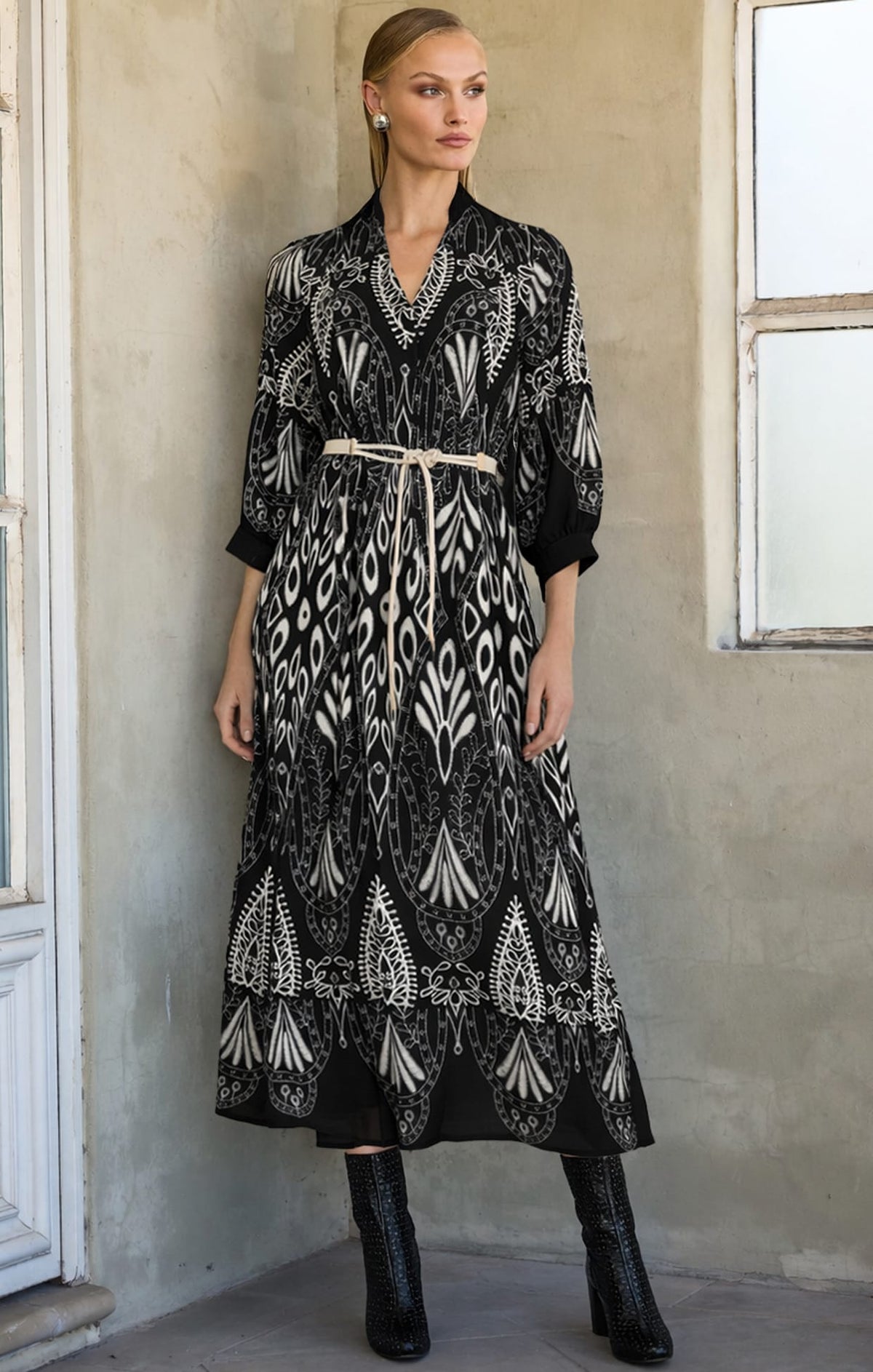 Dresses Multi Occasion INDIE SHIRTMAKER DRESS IN BLACK CREAM