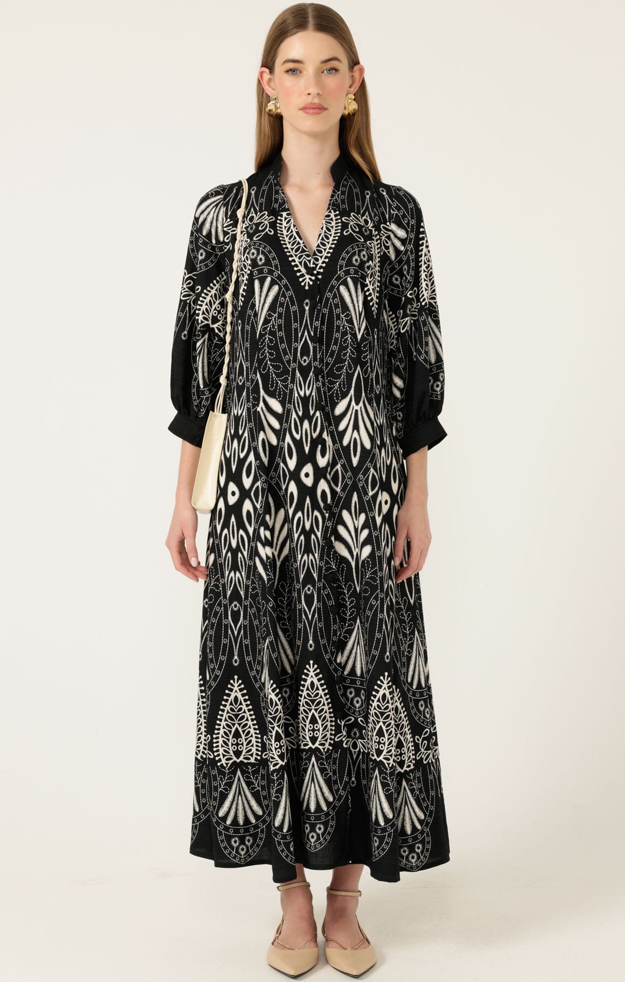 Dresses Multi Occasion INDIE SHIRTMAKER DRESS IN BLACK CREAM