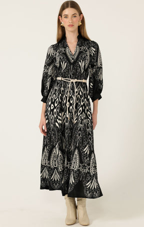 Dresses Multi Occasion INDIE SHIRTMAKER DRESS IN BLACK CREAM