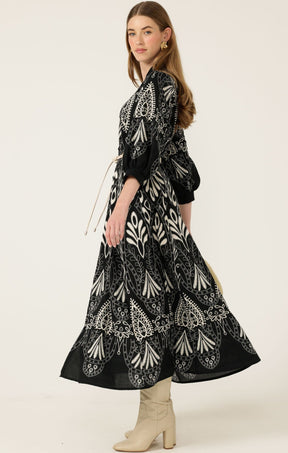 Dresses Multi Occasion INDIE SHIRTMAKER DRESS IN BLACK CREAM