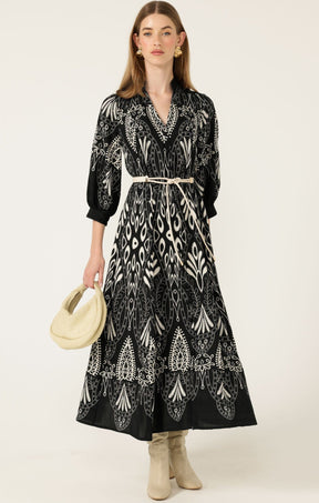 Dresses Multi Occasion INDIE SHIRTMAKER DRESS IN BLACK CREAM