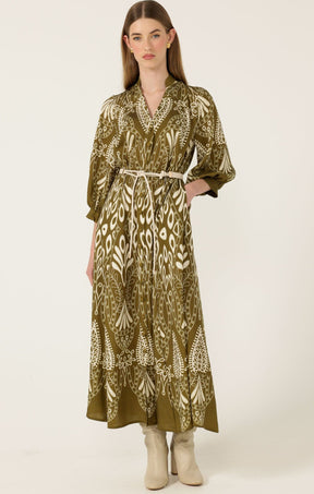 Dresses Multi Occasion INDIE SHIRTMAKER DRESS IN OLIVE CREAM
