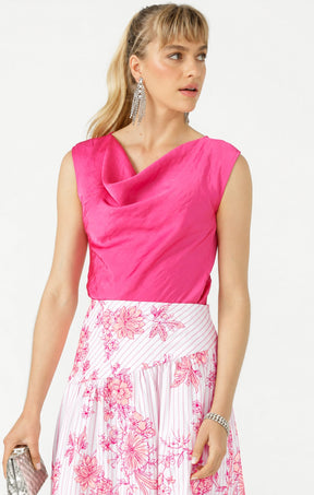 Tops Multi Occasion LUXE COWL BIAS TOP IN PINK