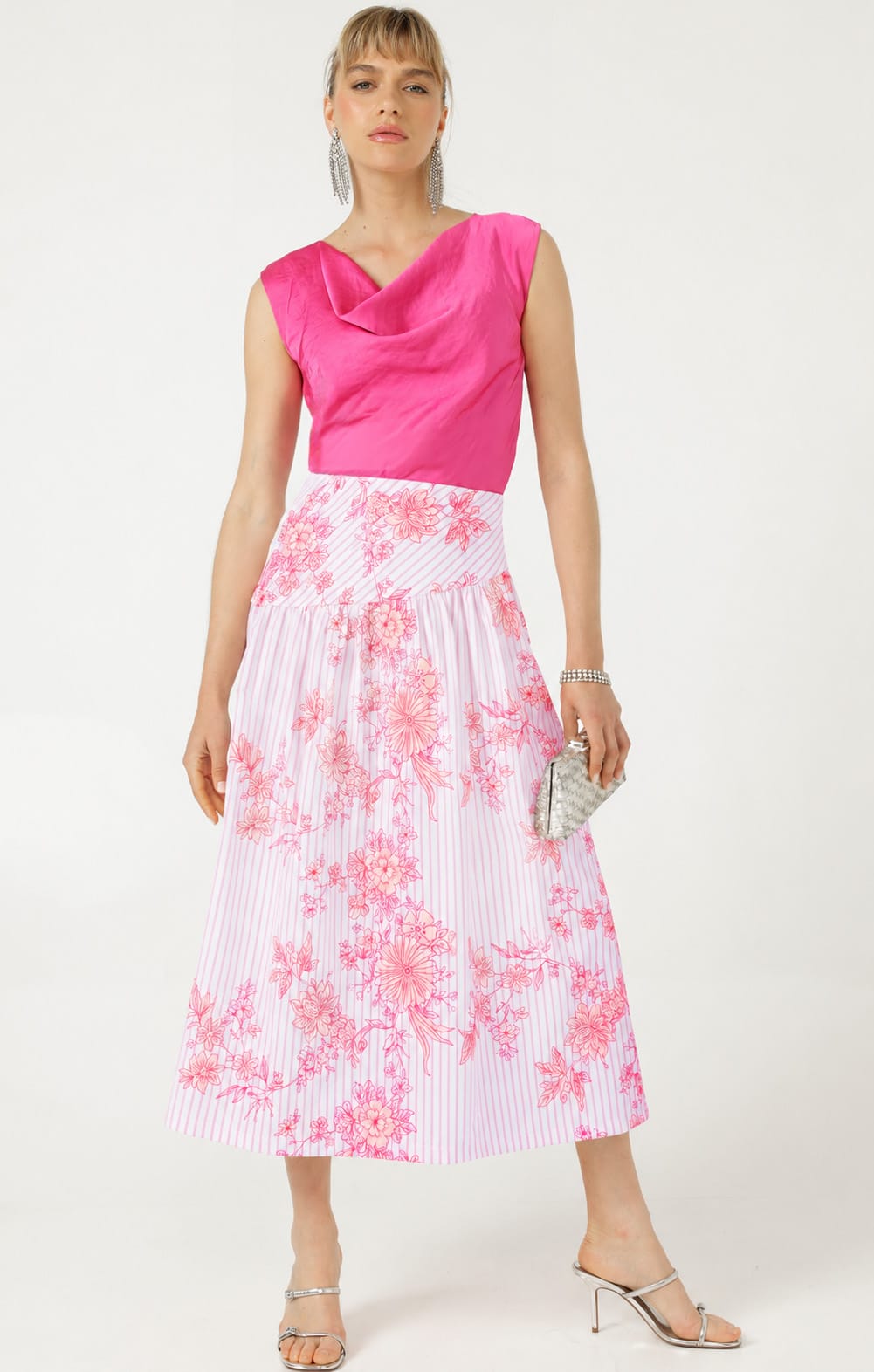 Tops Multi Occasion LUXE COWL BIAS TOP IN PINK