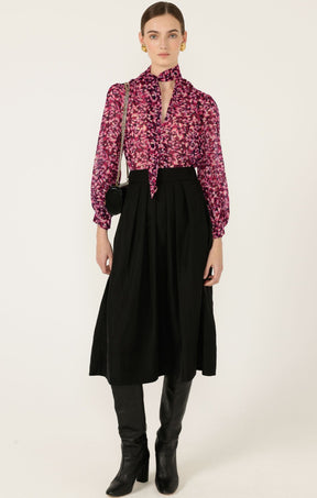 Skirts PLEATED A-LINE SKIRT IN BLACK