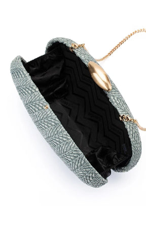 Bags OS / BLUE JOSIE WOVEN CLUTCH IN BLUE