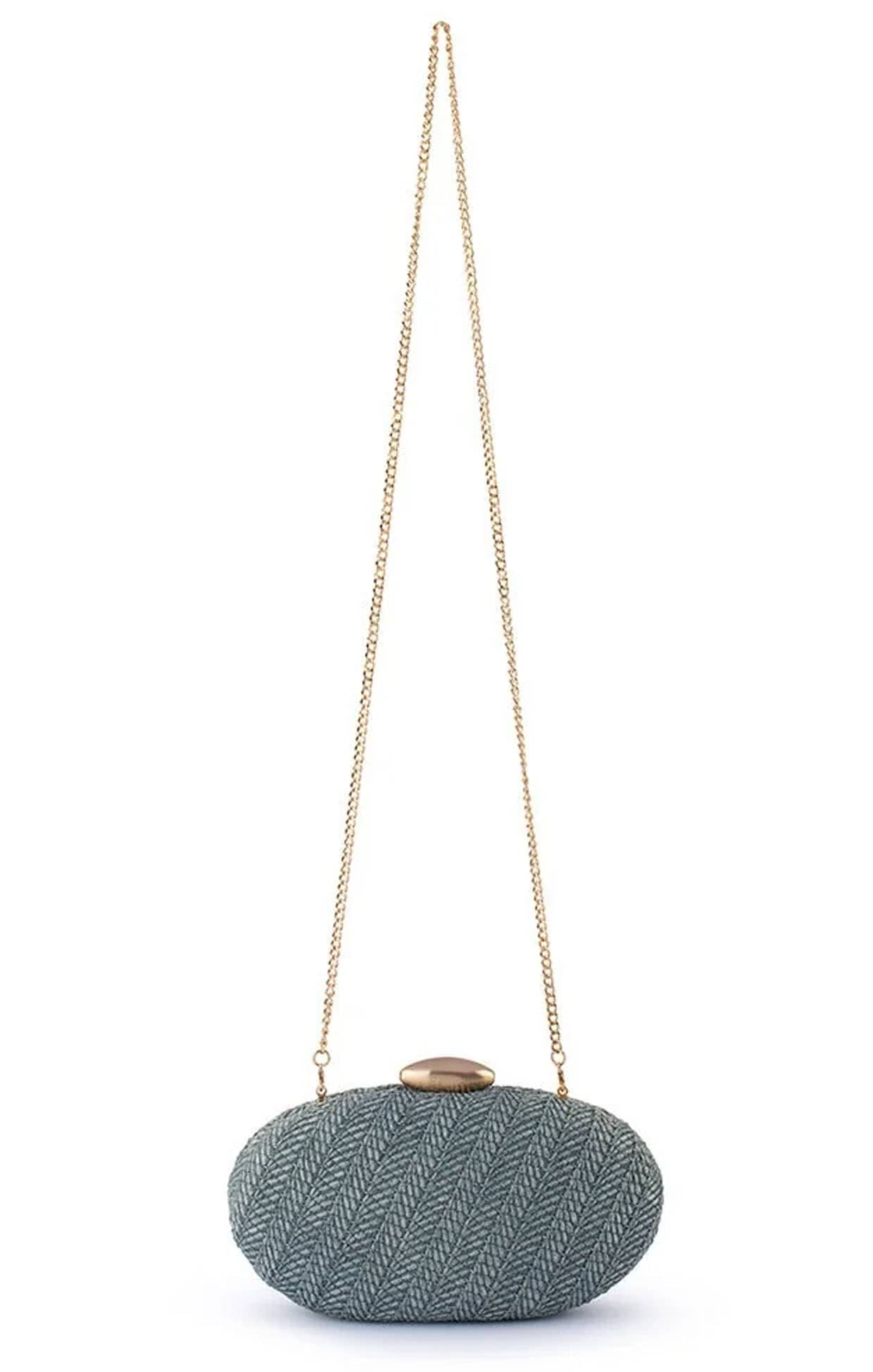 Bags OS / BLUE JOSIE WOVEN CLUTCH IN BLUE