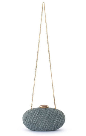 Bags OS / BLUE JOSIE WOVEN CLUTCH IN BLUE