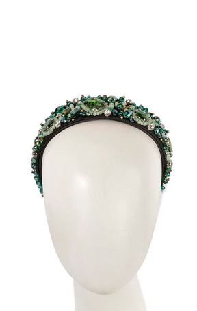 Headbands OS / GREEN JULIETTE BEADED HEADBAND IN GREEN