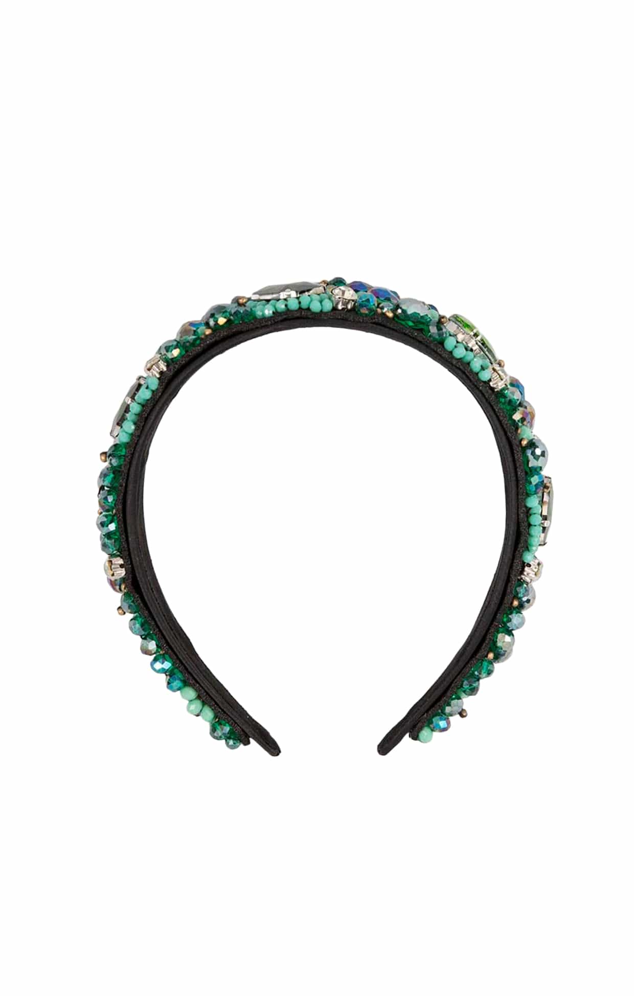 Headbands OS / GREEN JULIETTE BEADED HEADBAND IN GREEN