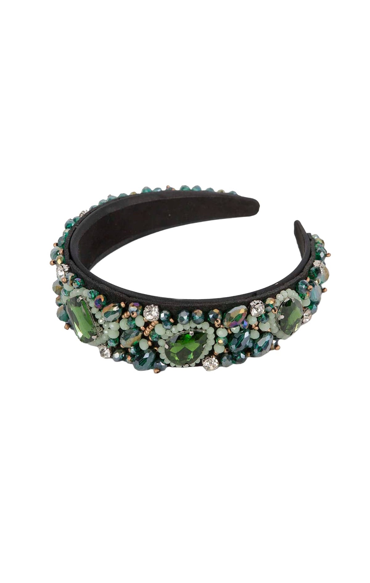 Headbands OS / GREEN JULIETTE BEADED HEADBAND IN GREEN