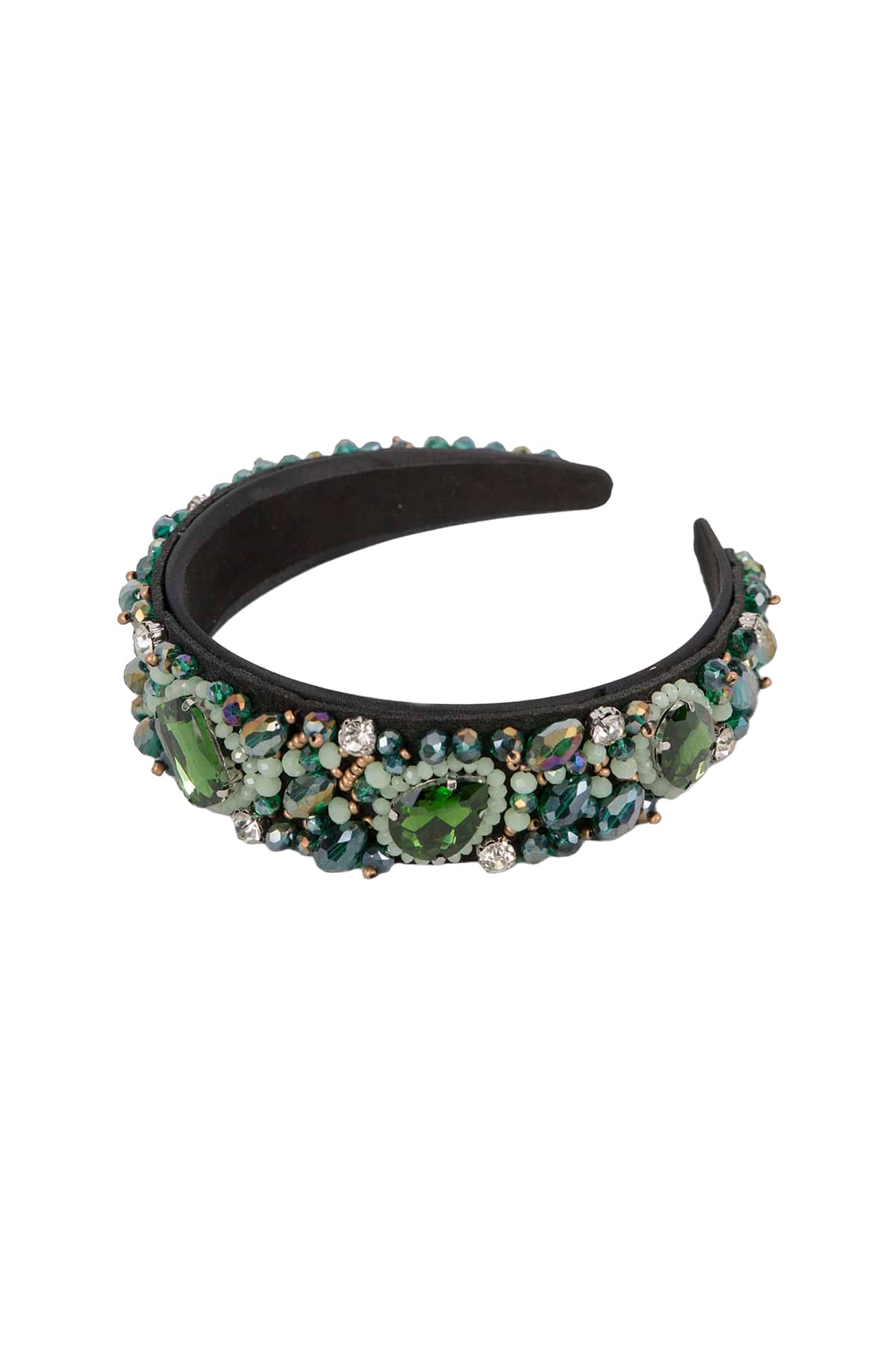 Headbands OS / GREEN JULIETTE BEADED HEADBAND IN GREEN