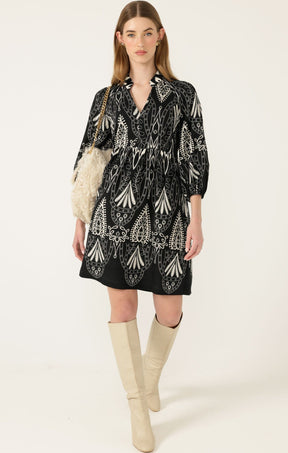 Dresses KIRRA SHIFT DRESS IN BLACK CREAM