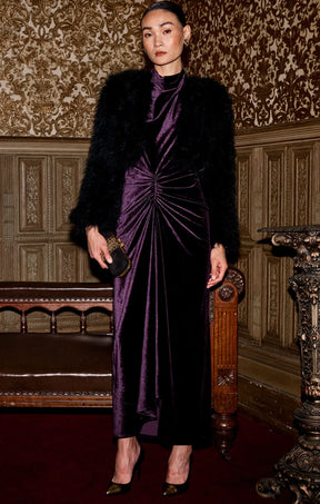 Dresses Events LAVISH COWL DRESS IN AMETHYST