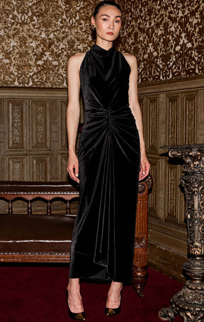 Dresses Events LAVISH COWL DRESS IN BLACK