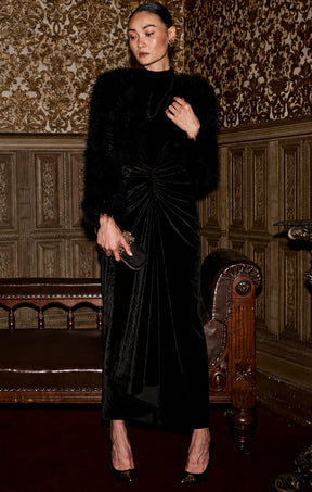 Dresses Events LAVISH COWL DRESS IN BLACK