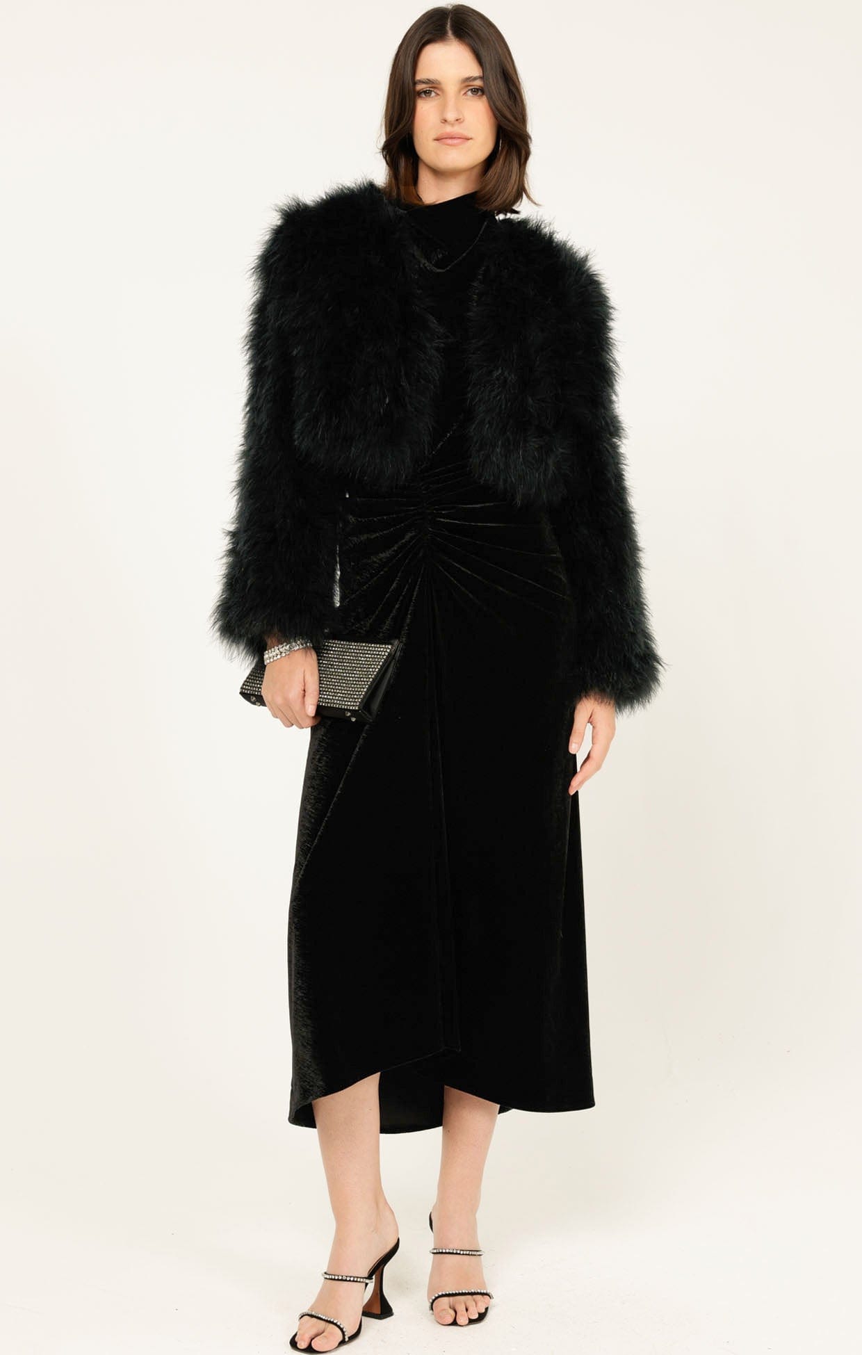 Dresses Events LAVISH COWL DRESS IN BLACK