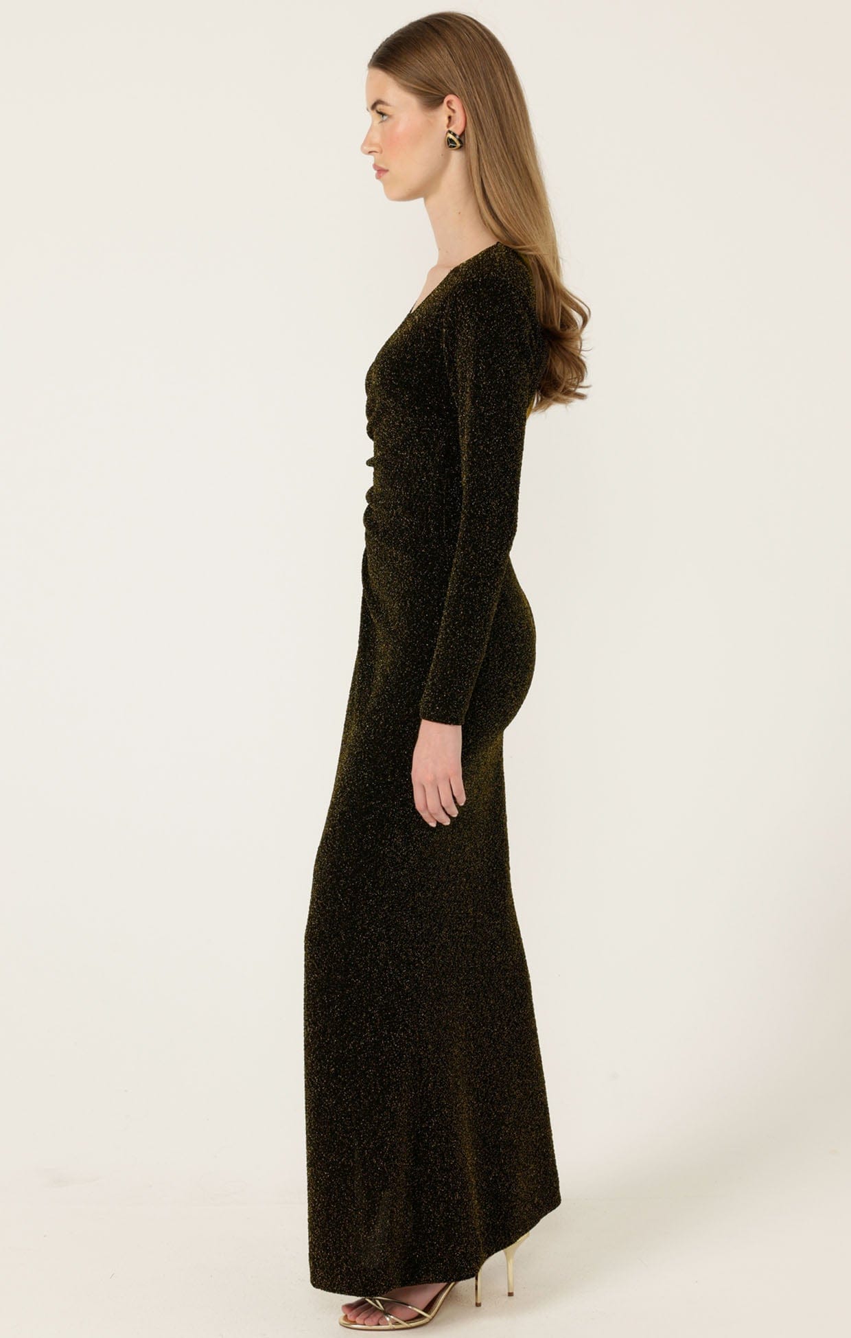 Dresses Events LENORA MAXI DRESS IN BLACK GOLD