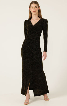 Dresses Events LENORA MAXI DRESS IN BLACK GOLD