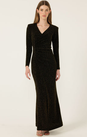 Dresses Events LENORA MAXI DRESS IN BLACK GOLD