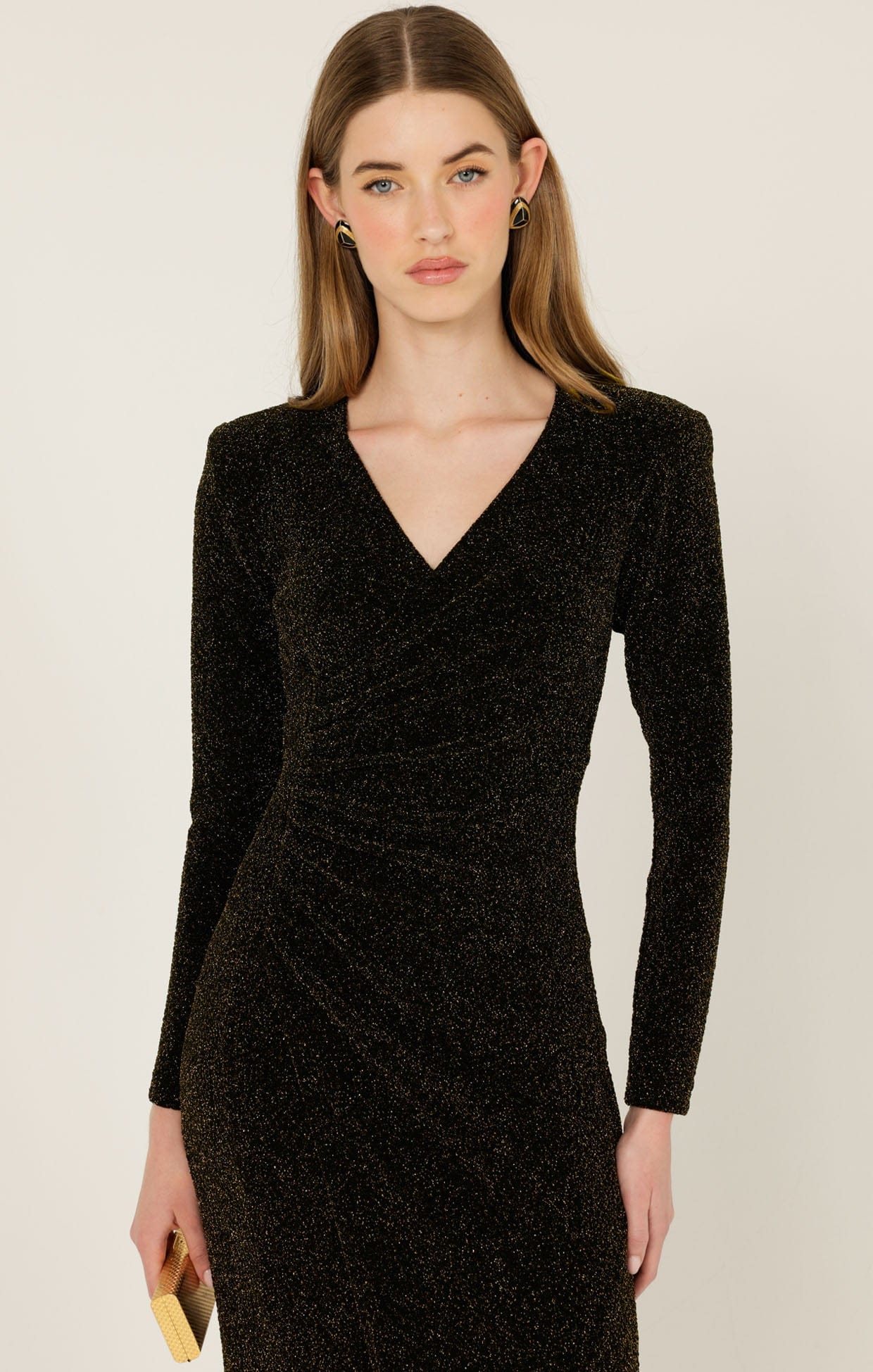 Dresses Events LENORA MAXI DRESS IN BLACK GOLD