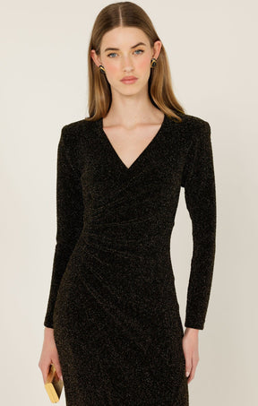 Dresses Events LENORA MAXI DRESS IN BLACK GOLD