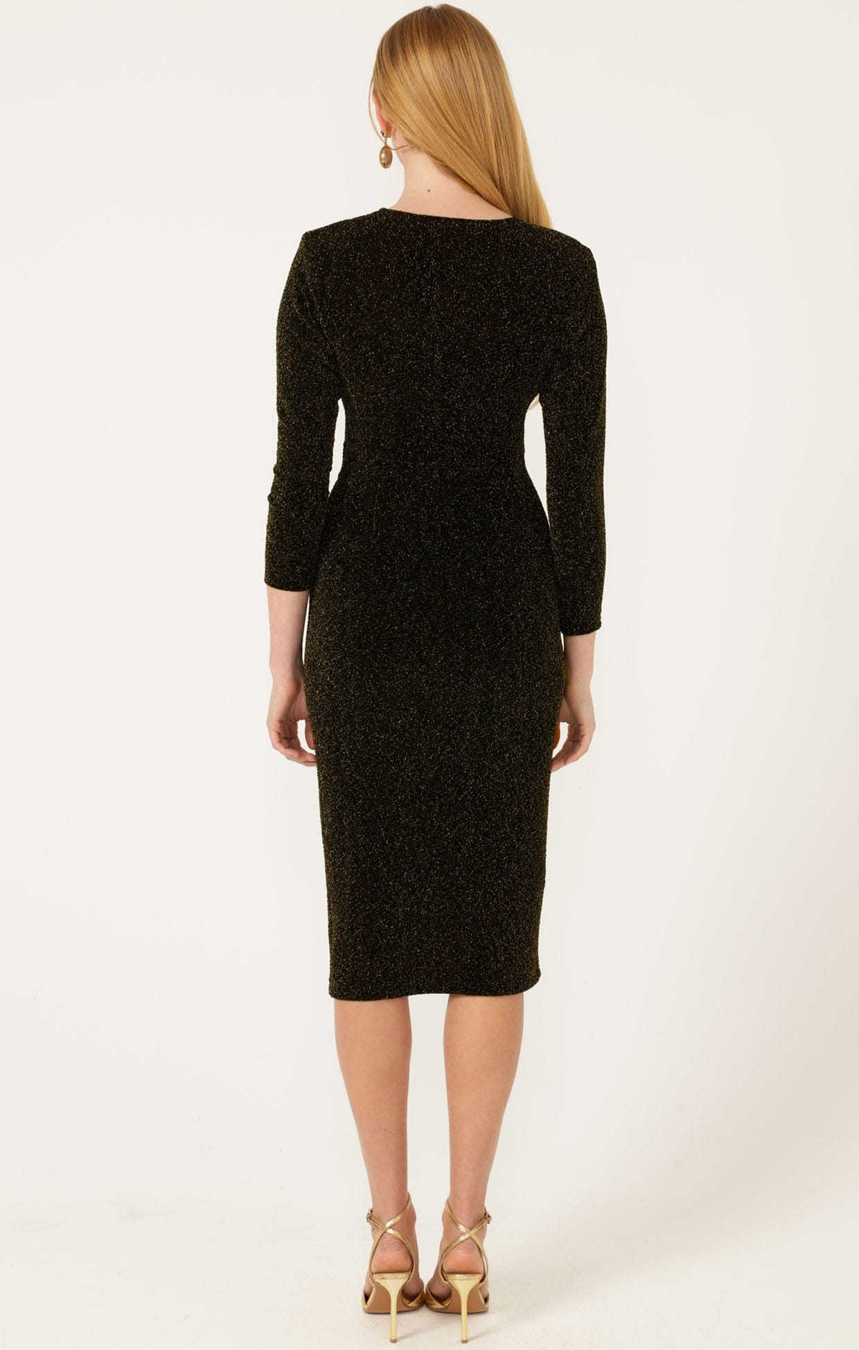 Dresses Events LENORA MIDI DRESS IN BLACK GOLD