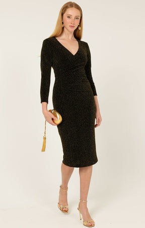 Dresses Events LENORA MIDI DRESS IN BLACK GOLD