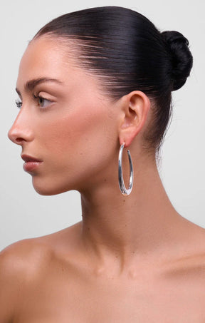 Earrings OS / SILVER CREW HOOP EARRING IN SILVER