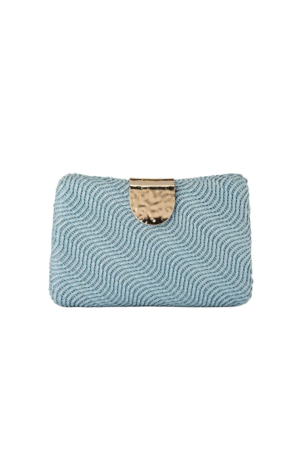 Bags OS / BLUE LINDY WOVEN CLUTCH BAG IN BLUE