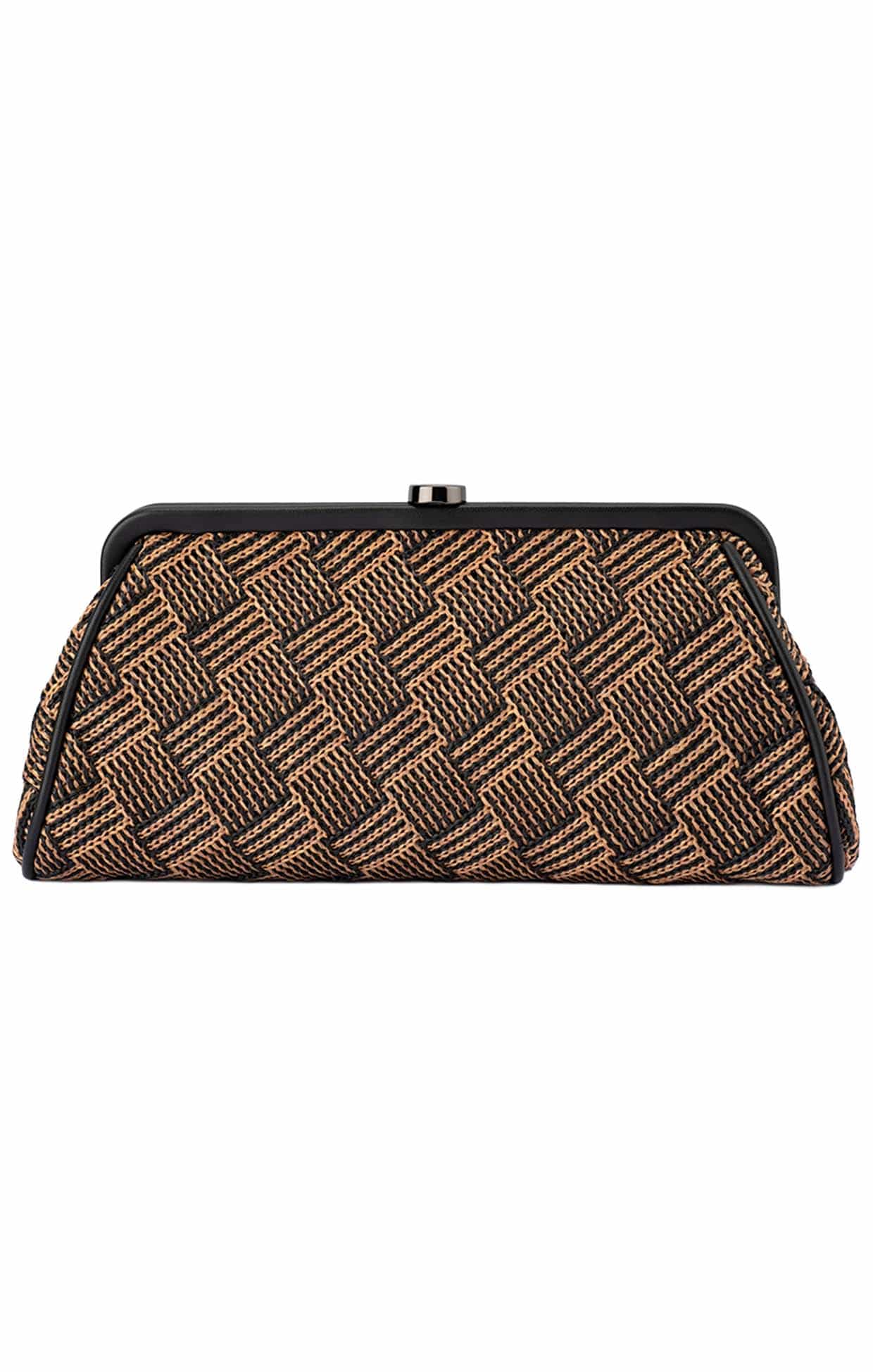 Bags OS / BLACK LOIS WOVEN CLUTCH BAG IN BLACK NATURAL