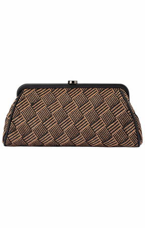 Bags OS / BLACK LOIS WOVEN CLUTCH BAG IN BLACK NATURAL