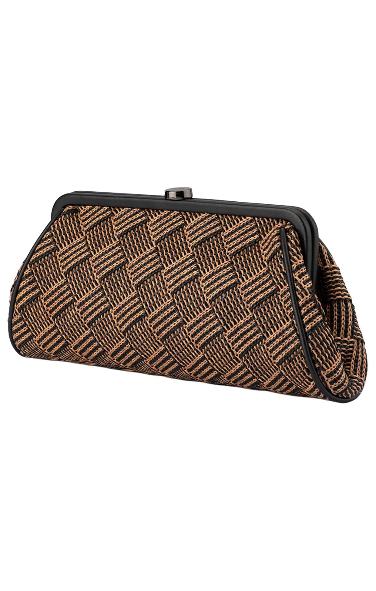 Bags OS / BLACK LOIS WOVEN CLUTCH BAG IN BLACK NATURAL
