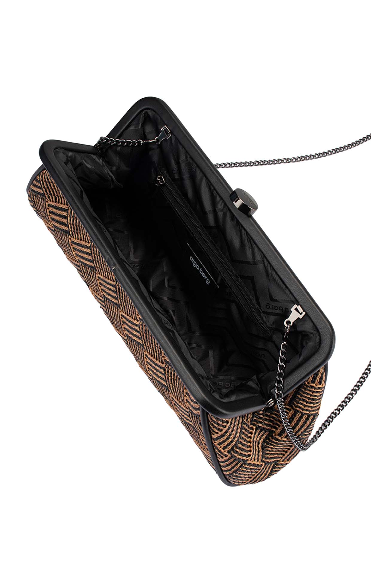 Bags OS / BLACK LOIS WOVEN CLUTCH BAG IN BLACK NATURAL