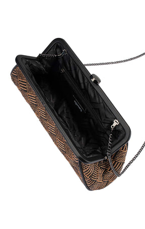 Bags OS / BLACK LOIS WOVEN CLUTCH BAG IN BLACK NATURAL