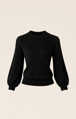 Knitwear LONG SLEEVE RIPPLE KNIT TOP IN BLACK