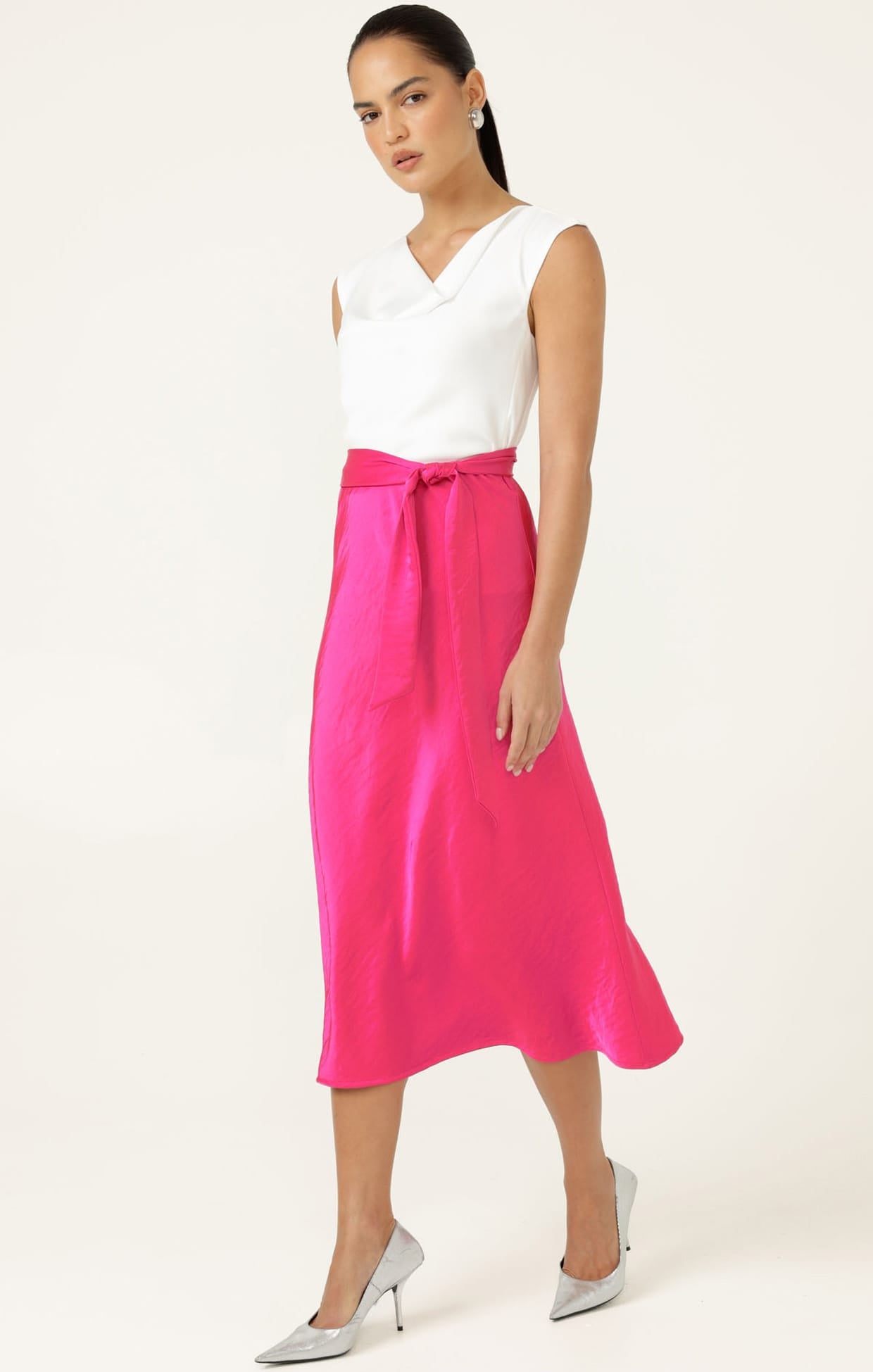 Skirts Multi Occasion LUXE BIAS MIDI SKIRT IN PINK